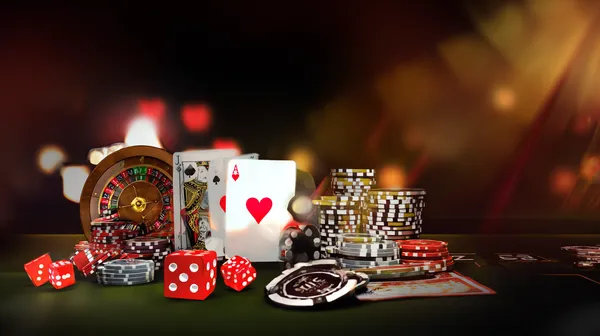 A woman smiling while playing online games on her laptop, surrounded by neon casino elements, showcasing GB44’s diverse game collection.